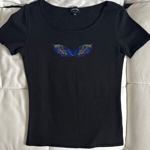 Giorgio Armani Black Tee with Colorful Design